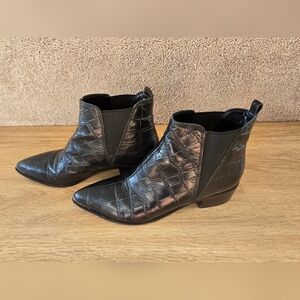 Marc Fisher Yale Chelsea Black croc Ankle Boots